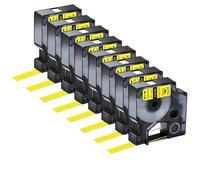 Cinta de Etiquetas de Nailon Flexible, Cinta Negra sobre Blanca de 12mm y 19mm, Compatible con Impresora 1000 3000, Paquete de 3, Paquete de 5, Paquete de 8, Paquete de 10(8PK Black on Yellow)