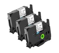 Cinta de etiquetas de tela compatible 12 mm TZe-FA231 negro sobre cinta blanca para rotuladora PT1010 TZ-FA3 FA3R(3PK Black on White)