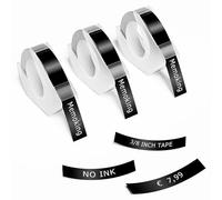 Cinta de etiquetas en relieve 3D - Memoking E975 3/8" etiquetas en relieve autoadhesivas, compatibles con Dymo Omega, DYMO Junior, DYMO Organizer Xpress Embossing Label Maker, MoTEX E101/E202/E303