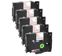 Cinta de etiquetas laminada Compatible con 5 unidades, casete de TZe-232 rojo sobre blanco para impresora PTD410 PTD610 PTE300 PTD460BT, 12mm