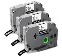 Cinta de etiquetas laminada compatible de 12 mm de repuesto para Brother P Touch TZ TZe-335 de 0.47 pulgadas para PT-D200 H107B H105 H107 H101C H100LB/R 1000 1250 blanco sobre negro, paquete de 3