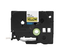 Cinta de etiquetas laminada PET de 18 mm x 8 m Impresión rápida, duradera y de, transparente, de larga duración para impresora de etiquetas PT E100B, negro sobre rojo, amarillo (Texto negro de 18