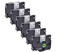 Cinta de Etiquetas Negra sobre Blanca, 4, 5, 6, 10 Cintas compatibles con rotuladora TZ 241 de 18mm(6 Pcs)