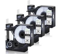 Cinta de Etiquetas Permanente Negra sobre Blanca de poliéster de 12mm Compatible con Fabricantes de Etiquetas 18482 18483 18484 1000 4200 5200 A18483(3PK Black on White)