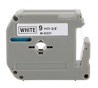Cinta de etiquetas PET de 9 mm, duradera, resistente al agua para impresora de etiquetas PT 65 PT 70 PT 80, letra negra, base blanca M K221, reemplazo