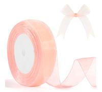 Cinta De Gasa De Oro Rosa Organza Transparente 25mm Cinta De Organza Para Embalar Regalo 46m Cinta De Gasa Rosa Para Regalo de Cumpleaños Lazos Boda Decorativas Cinta De Navidad Bricolaje San Valentín