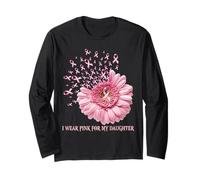 Cinta de Girasol I Wear Pink For My Daughter Breast Cancer Manga Larga