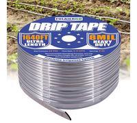 Cinta de goteo de 1640 pies de 5/8 pulgadas, rollo de espaciado de 6 pulgadas, cinta de riego por goteo de 8 mil, manguera de riego de 0.5 GPH/agujero, diseño plateado antipicoteo de pájaros anti-UV
