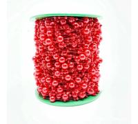 Cinta de guirnalda con cuentas, Perlas artificiales for decoración navideña, bodas y bricolaje, multicolor, varios tamaños.(Red,5 METER)