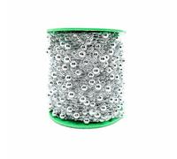 Cinta de guirnalda con cuentas, Perlas artificiales for decoración navideña, bodas y bricolaje, multicolor, varios tamaños.(Sliver,60 METER)