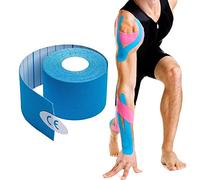 Cinta de kinesiología azul, cinta adhesiva terapéutica, rollo de cinta Kt - 5 cm impermeable para deportes - Ideal para ejercicio, deportes y lesiones