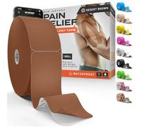 Cinta de kinesiología increíble apoyo para deportes atléticos y recuperación + guía de cinta gratuita - precortada de 2 pulgadas 100 pies (beige desierto (marrón) + guía de cinta gratis, 1 paquete