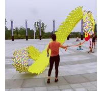 Cinta de lanzamiento de dragón con bola con peso, serpentina de dragón de escamas coloridas, juego de accesorios de escenario con estampado de dragón for gimnasia, malabarismo y fitness.(Yellow,8 m (2