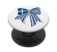 Cinta de Lazo de Coqueta con Bandera de Orgullo Griego de Grecia PopSockets PopGrip Adhesivo
