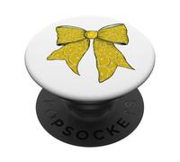 Cinta de Lazo de Coqueta de niña con patrón Amarillo de rodaja de limón PopSockets PopGrip Adhesivo
