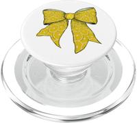 Cinta de Lazo de Coqueta de niña con patrón Amarillo de rodaja de limón PopSockets PopGrip para MagSafe