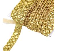 Cinta de lentejuelas, Cinta de encaje lentejuelas Multicolor 20mm 2/5/10M for disfraces escenario accesorios costura DIY(Gold,2Meters)