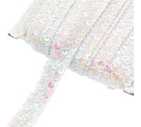 Cinta de lentejuelas, Cinta de encaje lentejuelas Multicolor 20mm 2/5/10M for disfraces escenario accesorios costura DIY(White,5Meters)