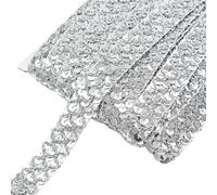 Cinta de lentejuelas, Cinta de encaje lentejuelas Multicolor 20mm 2/5/10M for disfraces escenario accesorios costura DIY(Silver,2Meters)