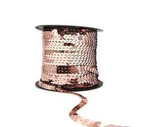 Cinta de Lentejuelas Con Ribete, 6 mm, Planas, Metálicas, Brillantes, para Adornos, Manualidades, Decoración de Disfraces (Champán, 90 Metros)