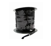 Cinta de lentejuelas plana brillante de 6 mm para adornos, costura, manualidades, decoración (negro, 90 m)