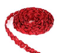 Cinta de lentejuelas rojas de 15 mm, 11 metros, ideal para manualidades, bodas, cumpleaños, fiestas, costura y decoración del hogar.