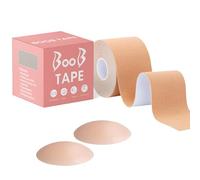 Cinta de Levantamiento de Senos,Cintas para Senos 5cm * 5m con 2 PCS Reutilizables Nipple Cover Cinta de Pechos para Levantar y Apoyar Sin Tirantes Autoadhesivas Sujetador Invisible para Mujeres