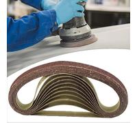 Cinta de lijado de 15 x 452 mm, grano 60-600 para máquina pulidora adaptadora de lijadora M10, paquete de 10, óxido de aluminio abrasivo, antiestático y tratado con resina para resistir la carga (60)