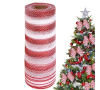 Cinta De Malla De Navidad,Decoración A Rayas De 9 Metros - Cintas Decoración Del Hogar - Para Amantes De La Artesanía Organizadores De Guirnalda Árbol De Navidad Chimenea Mesa De