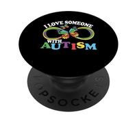 Cinta de Mariposa con Texto en inglés I Love Someone with Autism Awareness PopSockets PopGrip Adhesivo