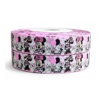 Cinta de Minnie Mouse rosa de 2 m x 22 mm de ancho para decoración personalizada de tartas de cumpleaños e ideas de decoración para regalos, envolver lazos para bolsas, cajas de globos, tarjetas de