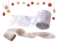 Cinta De Navidad A Borde Alambre De Hierro | Decoración Para Corona De Yute A Bordo Alambre De Hierro 2 Rollos - Decoración De Cinta De Tela Para Fiestas De Invierno,Para Corona Fiesta Escaleras