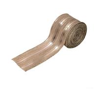 Cinta de Navidad adecuada para coronas y envolver árboles, con borde de alambre flexible y material de lino para uso artesanal de temporada (A)