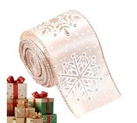 Cinta De Navidad - Cinta De Color Champán De 6.5 Pies, Elegante Rollo Decorativo Artesanal Envoltura Creativa, Material De Estacional Winterdiy Proyectos | Para Regalo Vacacional Presente Boo