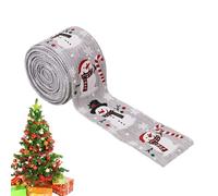 Cinta de Navidad con cable - de arpillera de muñeco de nieve para manualidades festivas, decoración navideña con borde de alambre que da forma a la cinta de invierno para árbol, fiesta, flor de