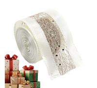 Cinta de Navidad - Correa de color champán de 6.5 pies para manualidades navideñas, cinta decorativa con acabado elegante, accesorio de envoltura para decoración de árbol de regalo, corona de lazo, ra