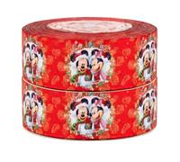 Cinta de Navidad roja de Mickey y Minnie Mouse de 40 mm de ancho x 2 m | Decoración de pasteles, envoltura de regalos, lazos de regalo, artes y manualidades