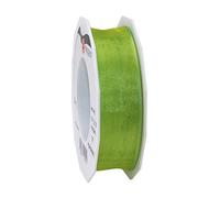 Cinta de organza con cable, Grass Green, 25 mm - 25 m