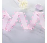 Cinta de Organza con Corazones de 25 mm x 18 m,para Regalo,Cinta de Tul,Cinta Decorativa para Coche,Boda,decoración de Mesa,decoración de habitación,para Hacer Lazos de Antena del Coche,Color Rosa