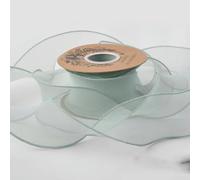 Cinta de organza con dobladillo mate y cola de pez, perfecta para ramos, decoraciones, manualidades, envolturas y confección de moños, color verde té, ancho 6 cm, largo 9,8 yardas