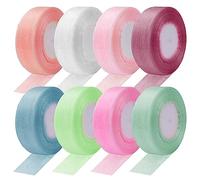 8 rollos de cinta de organza, cinta de regalo, cinta de gasa transparente, cinta de seda, cinta de regalo, cinta decorativa para bodas, Navidad, Acción de Gracias, manualidades, 2 cm x 45 m