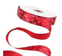 Cinta de organza roja con forma de corazón, 2,54 cm x 30 m, cinta de organza para el día de San Valentín, paquete de regalo, lazos y ramos de flores, decoración romántica