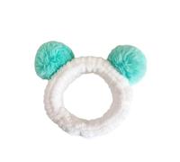 Cinta de pelo facial de spa para maquillarse y lavar,Cintas creativas para el pelo con pompón de felpa,Envoltura elástica para niñas y mujeres,Linda diadema para yoga,deporte,cosmética,ducha,verde