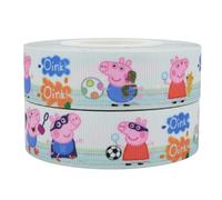Cinta de Peppa Pig de 2 m x 22 mm de ancho para decoración personalizada de tartas de cumpleaños e ideas de decoración para regalo, lazos para envolver bolsas, caja, globos, tarjetas, manualidades