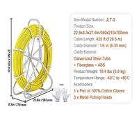 Cinta de pescar Fibra de vidrio 425 Ft Duct Rodder Fishtape Wire Puller Herramientas de pesca for paredes y conductos eléctricos no conductivos Para uso comercial