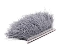 Cinta de plumas de avestruz natural para vestido de novia, plumas decorativas, color gris claro, 10-15 cm