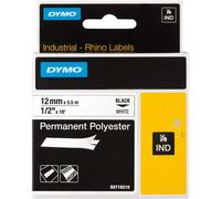 Cinta De Poliéster DYMO S0718210 Rhino 12mm x 5.5m Negra Sobre Blanca