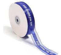 Cinta de poliéster impresa "Mis mejores deseos for ti", cinta for envolver regalos, for decoración de bodas, manualidades, ramos, embalaje, 45 yardas, 25 mm de ancho(Royal Blue)