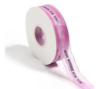 Cinta de poliéster impresa "Mis mejores deseos for ti", cinta for envolver regalos, for decoración de bodas, manualidades, ramos, embalaje, 45 yardas, 25 mm de ancho(PL259 M to PL259 M90)