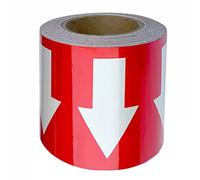 Cinta de precaución, cintas adhesivas reflectantes con flechas a prueba de agua, cinta de barrera resistente a altas temperaturas for dirección de flujo de tuberías, instrucciones de seguridad.(Red,10